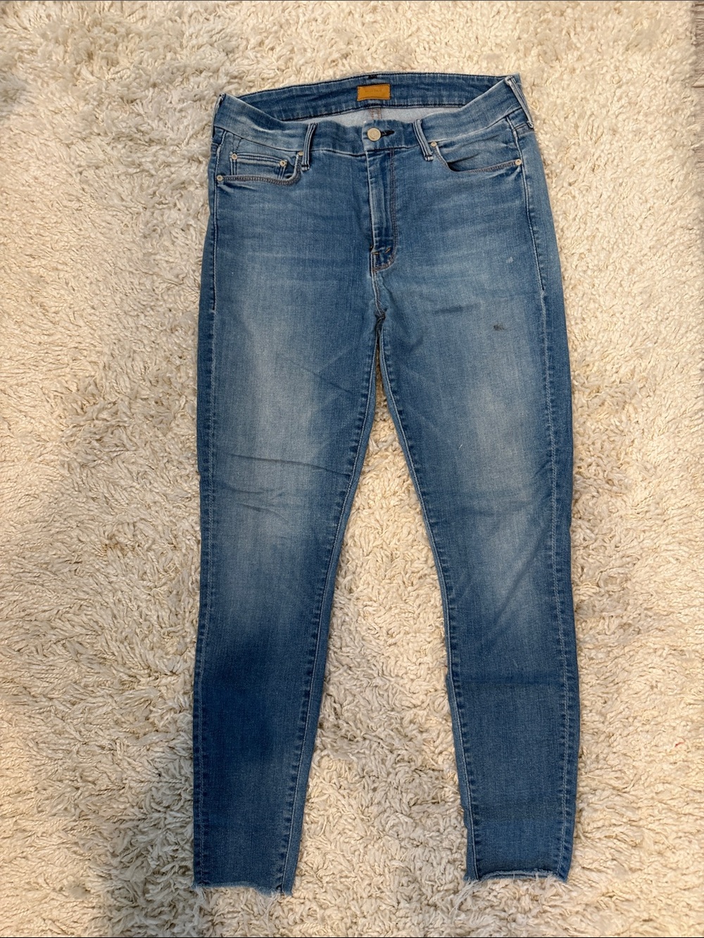 Mother Skinny Jeans in Medium Blue Wash